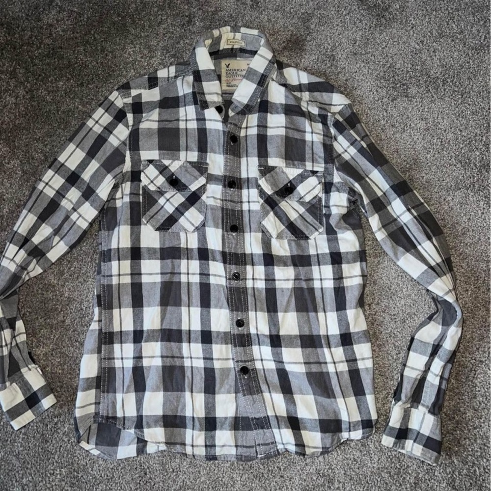 American Eagle Flannel Mens Gray - Small